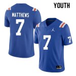 Youth Florida Gators #7 Luke Matthews NCAA Nike Blue Throwback Authentic Stitched College Football Jersey RMJ5762JN